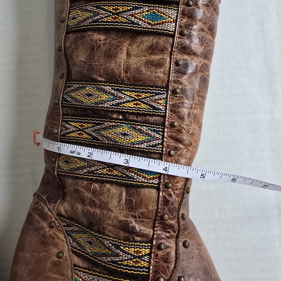 Old Gringo Brown Leather Heeled Boots Elina 7.5 Tall Boho - Picture 15 of 16